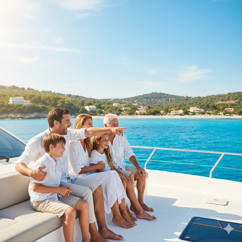 Family enjoying a beach